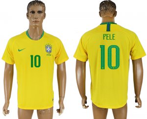 Brazil 10 PELE Home 2018 FIFA World Cup Thailand Soccer Jersey