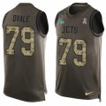 Mens Nike New York Jets #79 Brent Qvale Limited Green Salute to Service Tank Top NFL Jersey