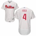 Men's Majestic Philadelphia Phillies #4 Jimmy Foxx White Red Strip Flexbase Authentic Collection MLB Jersey