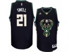 Men Adidas Milwaukee Bucks #21 Tony Snell Authentic Black Alternate NBA Jersey