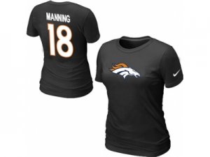 Women Nike Denver Broncos Peyton #18 Manning Name & Number T-Shirt Black