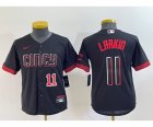 Youth Cincinnati Reds #11 Barry Larkin Number Black 2023 City Connect Cool Base Stitched Jersey1