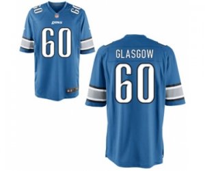 Men\'s Nike Detroit Lions #60 Graham Glasgow Game Light Blue Team Color NFL Jersey