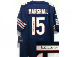 Nike Chicago Bears #15 Brandon Marshall Blue Jerseys(Signed Elite)