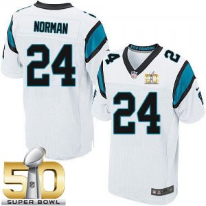 Nike Carolina Panthers #24 Josh Norman White Super Bowl 50 Men Stitched NFL Elite Jersey