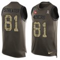 Mens Nike San Francisco 49ers #81 Rod Streater Limited Green Salute to Service Tank Top NFL Jersey