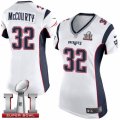 Womens Nike New England Patriots #32 Devin McCourty Elite White Super Bowl LI 51 NFL Jersey