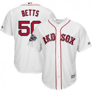Red Sox #50 Mookie Betts White 2018 World Series Cool Base Player Jersey