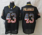 Nike Pittsburgh Steelers #43 Polamalu Black Jerseys(USA Flag Fashion Elite)