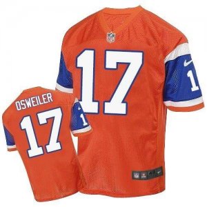 Nike Denver Broncos #17 Brock Osweiler Orange Throwback Men Stitched NFL Elite Jersey