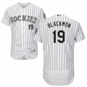 Men\'s Majestic Colorado Rockies #19 Charlie Blackmon White Flexbase Authentic Collection MLB Jersey