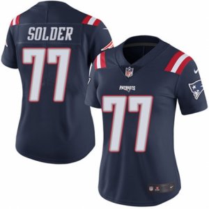 Women\'s Nike New England Patriots #77 Nate Solder Limited Navy Blue Rush NFL Jersey