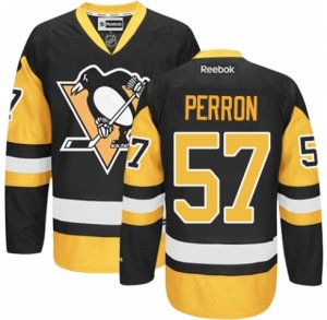 Mens Reebok Pittsburgh Penguins #57 David Perron Authentic Black Gold Third NHL Jersey