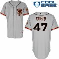 Mens Majestic San Francisco Giants #47 Johnny Cueto Replica Grey Road 2 Cool Base MLB Jersey