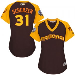 Womens Majestic Washington Nationals #31 Max Scherzer Authentic Brown 2016 All-Star National League BP Cool Base MLB Jersey