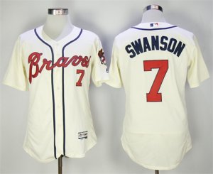 Braves #7 Dansby Swanson Cream Flexbase Jersey