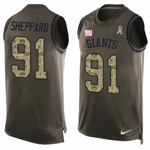 Men\'s Nike New York Giants #91 Kelvin Sheppard Limited Green Salute to Service Tank Top NFL Jersey