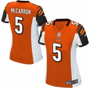 Womens Nike Cincinnati Bengals #5 AJ McCarron Game Orange Alternate NFL Jersey