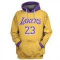 Lakers 23 Lebron James Gold All Stitched Hooded Sweatshirt