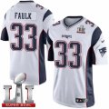 Youth Nike New England Patriots #33 Kevin Faulk Elite White Super Bowl LI 51 NFL Jersey