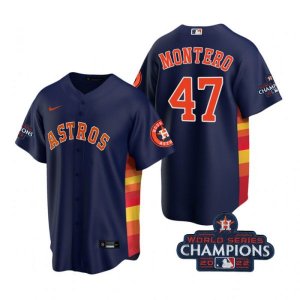 Astros# 47 Rafael Montero Navy 2022 World Series Champions Cool Base Jersey