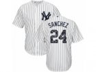 Mens Majestic New York Yankees #24 Gary Sanchez Authentic White Team Logo Fashion MLB Jersey