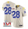 Nike Rams #28 Marshall Faulk Bone 2022 Super Bowl LVI Vapor Limited Jersey