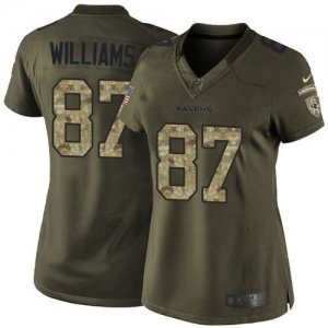 Women Nike Baltimore Ravens #87 Maxx Williams Green Salute to Service Jerseys