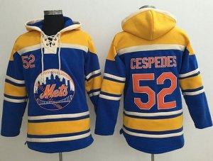 New York Mets #52 Yoenis Cespedes Blue Sawyer Hooded Sweatshirt MLB Hoodie