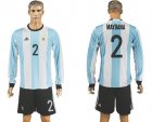 Argentina #2 Maydana Home Long Sleeves Soccer Country Jersey