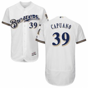 Men\'s Majestic Milwaukee Brewers #39 Chris Capuano White Royal Flexbase Authentic Collection MLB Jersey