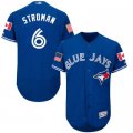 2016 Mens Toronto Blue Jays #6 Marcus Stroman Majestic Royal Fashion Stars & Stripes Flex Base Player Jersey (2)