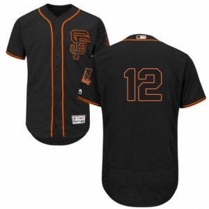 Mens Majestic San Francisco Giants #12 Joe Panik Black Flexbase Authentic Collection MLB Jersey