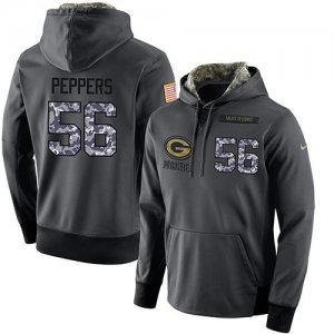 NFL Mens Nike Green Bay Packers #56 Julius Peppers Stitched Black Anthracite Salute to Service Player Performance Hoodie