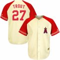 Men's Majestic Los Angeles Angels of Anaheim #27 Mike Trout Replica Cream Red Exclusive MLB Jersey