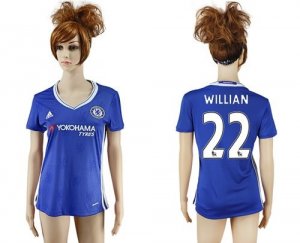 Womens Chelsea #22 Willian Home Soccer Club Jersey