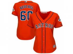 Women Majestic Houston Astros #60 Dallas Keuchel Replica Orange Alternate 2017 World Series Bound Cool Base MLB Jersey