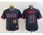 Youth Cincinnati Reds #19 Joey Votto Number Black 2023 City Connect Cool Base Stitched Jersey2