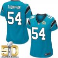 Women Nike Panthers #54 Shaq Thompson Blue Alternate Super Bowl 50 Stitched Jersey