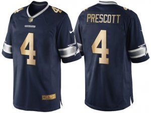 Nike Dallas Cowboys #4 Dak Prescott Navy Blue 2016 Christmas Gold Mens NFL Game Edition Jersey