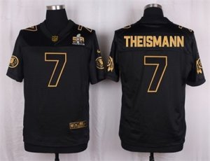 Nike Washington Redskins #7 Joe Theismann Black Pro Line Gold Collection Jersey(Elite)