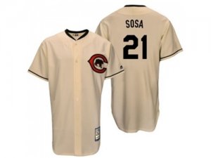 Mitchell And Ness Chicago Cubs #21 Sammy Sosa Cream Throwback Stitched MLB Jersey