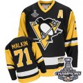 Mens CCM Pittsburgh Penguins #71 Evgeni Malkin Premier Black Throwback 2016 Stanley Cup Champions NHL Jersey