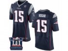 Mens Nike New England Patriots #15 Chris Hogan Elite Navy Blue Team Color Super Bowl LI Champions NFL Jersey