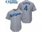 Youth Majestic Los Angeles Dodgers #4 Babe Herman Replica Grey Road 2017 World Series Bound Cool Base MLB Jersey