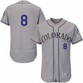 Men's Majestic Colorado Rockies #8 Gerardo Parra Grey Flexbase Authentic Collection MLB Jersey