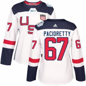 Women\'s Adidas Team USA #67 Max Pacioretty Authentic White Home 2016 World Cup Hockey Jersey