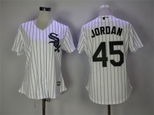 Women White Sox #45 Michael Jordan White Cool Base Jersey