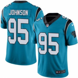 Mens Nike Carolina Panthers #95 Charles Johnson Elite Blue Rush NFL Jersey