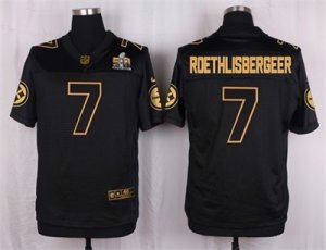 Nike Pittsburgh Steelers #7 Ben Roethlisberger Black Pro Line Gold Collection Jersey(Elite)